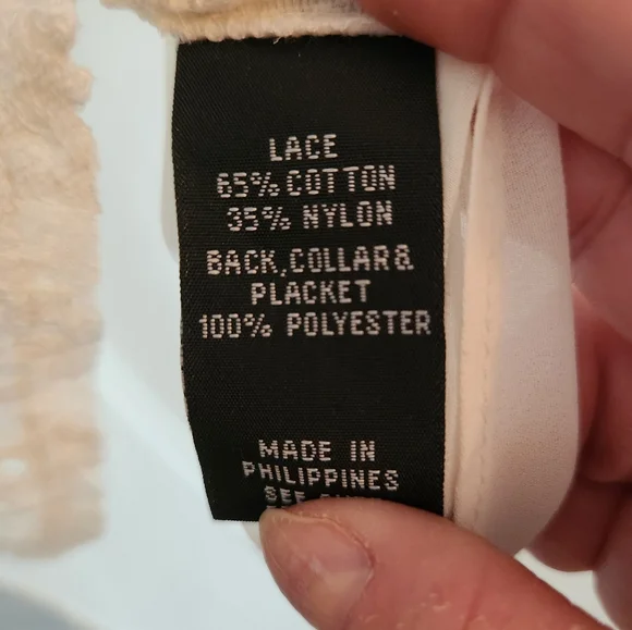 By & By Cream Sheer Printed Front Blouse. Beautiful pattern. Size XL. - Picture 3 of 5